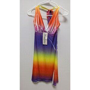 Neelam Fashions Purple/Orange Ombre Halter Dress